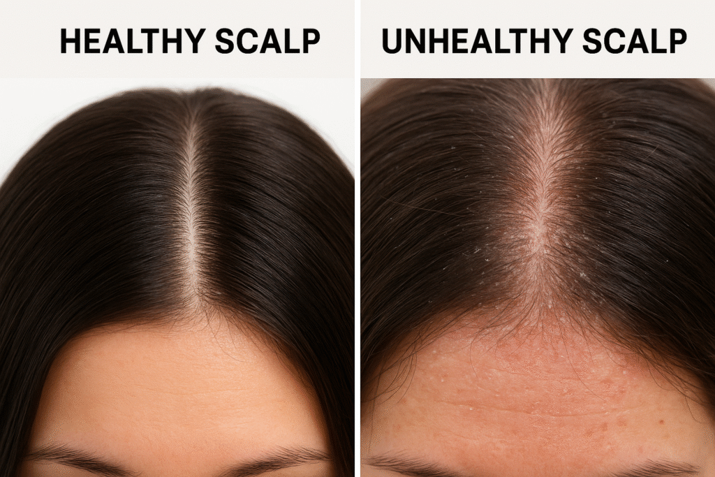 healthy scalp vs unhealthy scalp