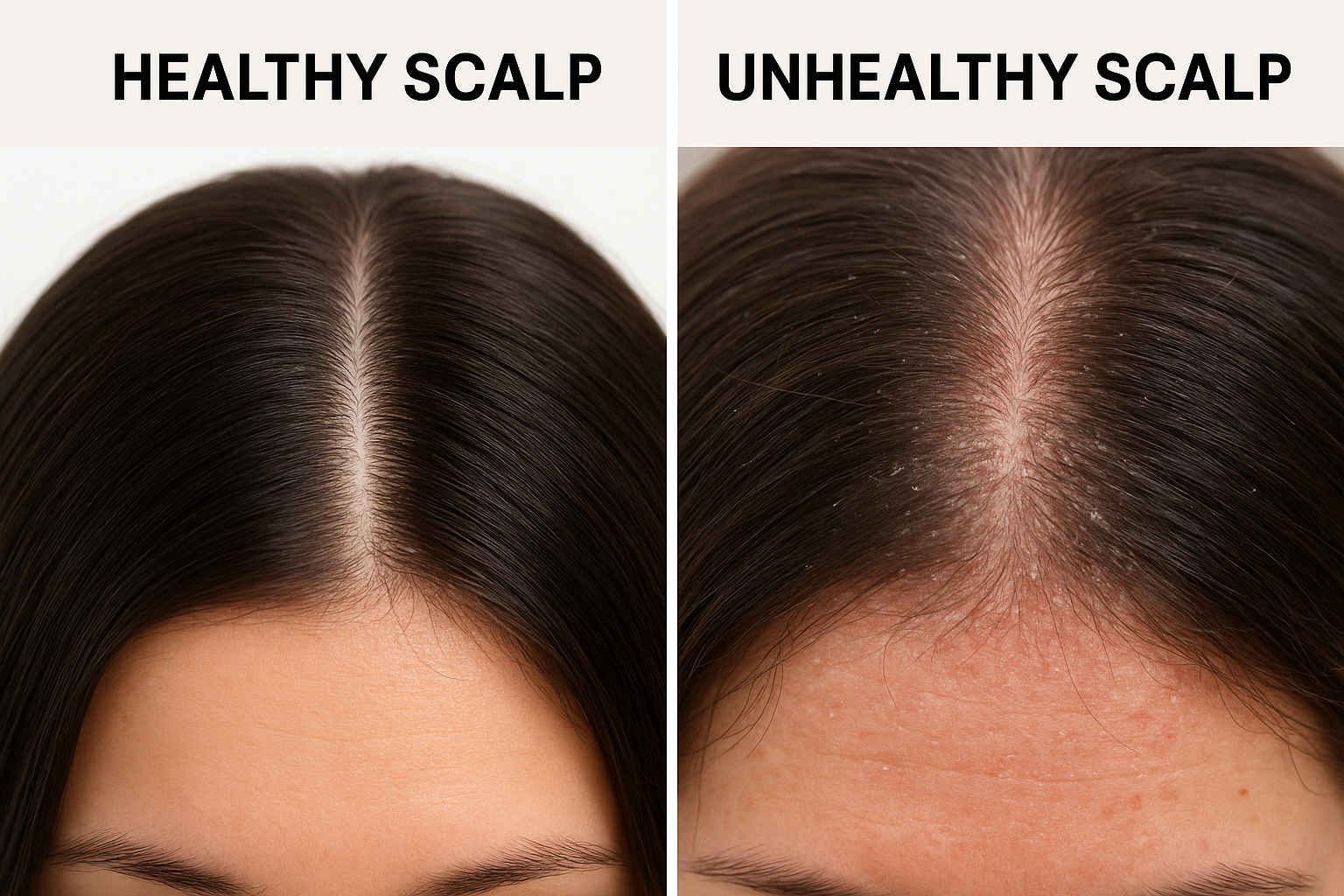 healthy scalp vs unhealthy scalp