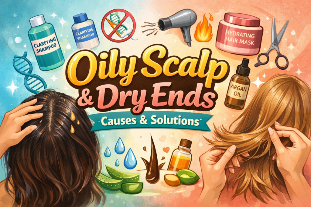 oily scalp and dry ends