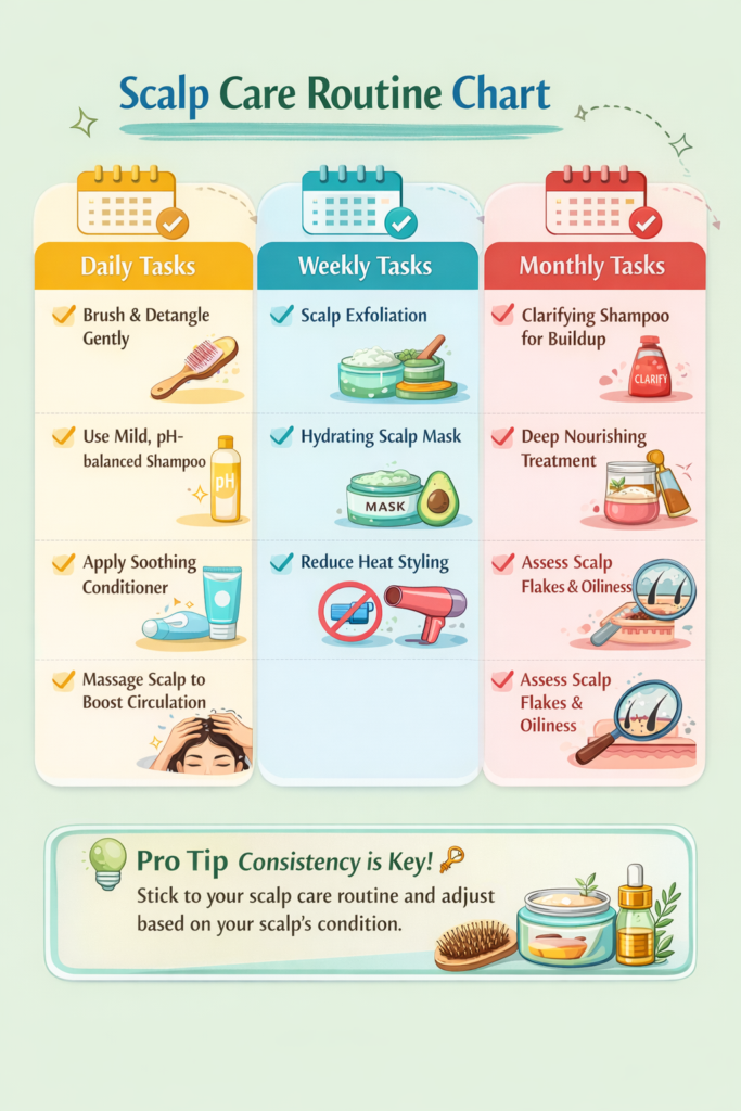 Microbiome-Friendly Haircare: Why it Matters & How to Start 6 scalp care routine chart